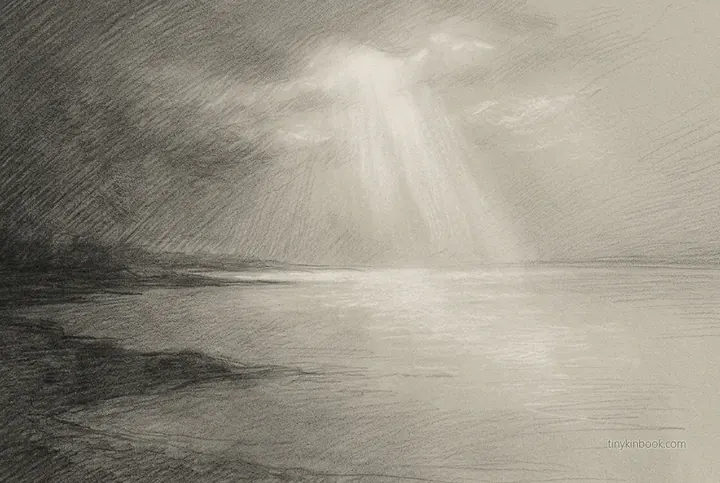 Light breaking over dark water